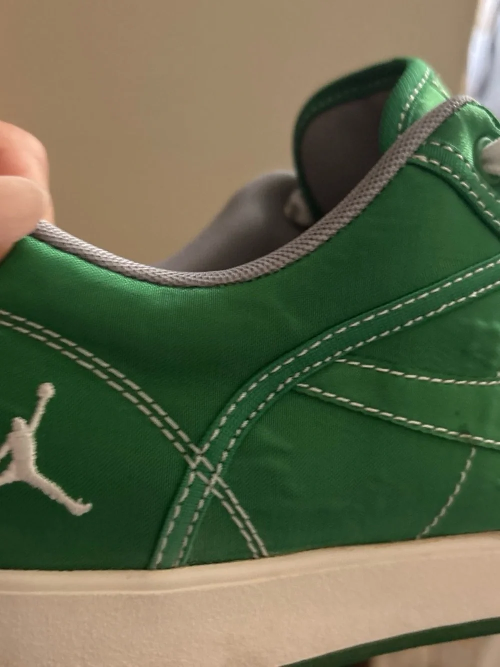 Jordan Men's Green Low-Top Sneakers with White Laces